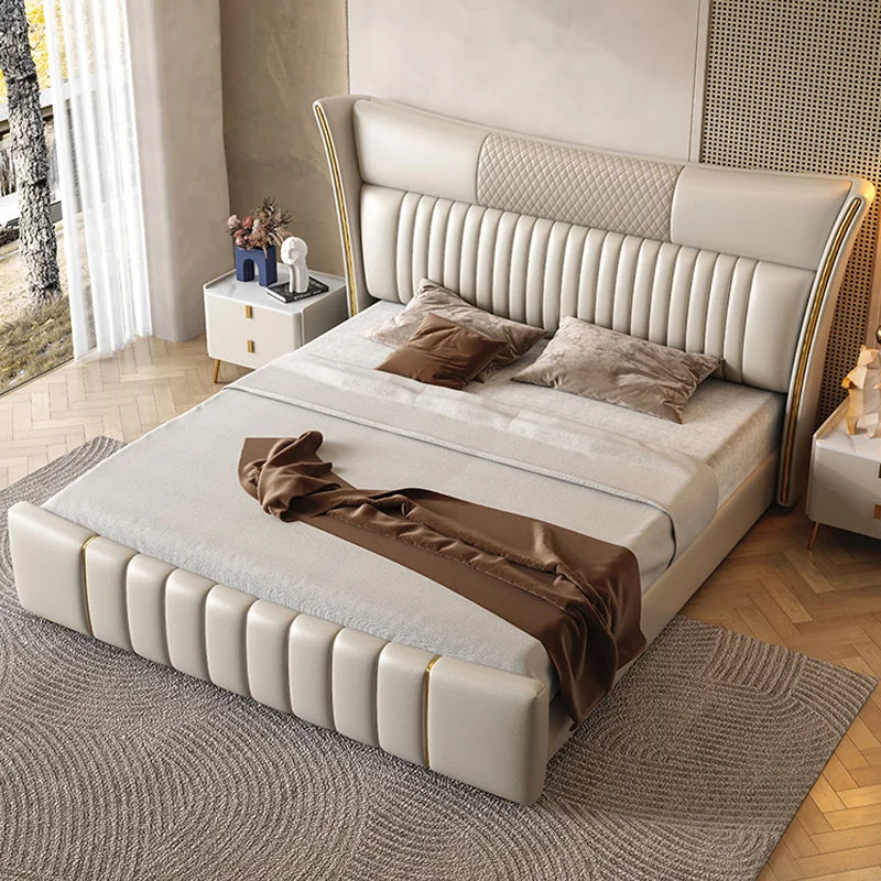 Fantascticz Totally Rad Leather Bed in modern luxury design with retro vibes, crafted from high-grade leather. Available in 1.5M (4.9ft) and 1.8M (5.9ft) sizes, ideal for master bedrooms