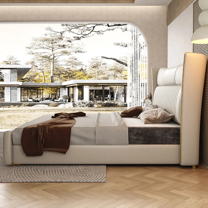 Fantascticz Totally Rad Leather Bed in modern luxury design with retro vibes, crafted from high-grade leather. Available in 1.5M (4.9ft) and 1.8M (5.9ft) sizes, ideal for master bedrooms.