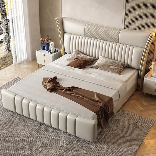 Fantascticz Totally Rad Leather Bed in modern luxury design with retro vibes, crafted from high-grade leather. Available in 1.5M (4.9ft) and 1.8M (5.9ft) sizes, ideal for master bedrooms