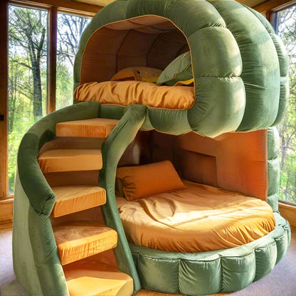 Two level orange and green bunk bed Ultra plush
